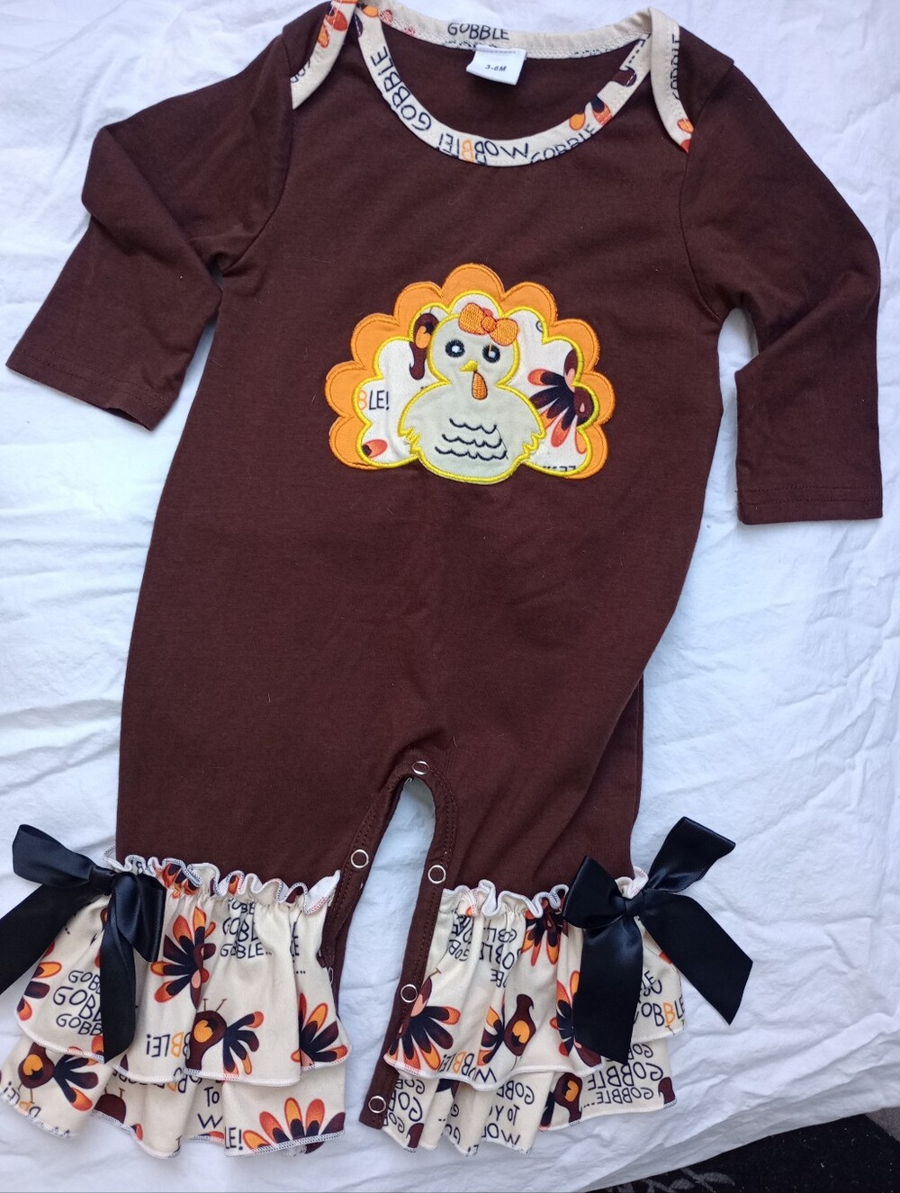 My First Thanksgiving One-Piece Bodysuit Fall Holiday Autumn 3-6 Months